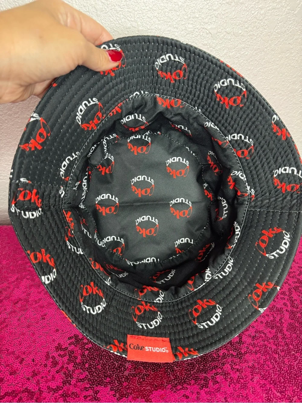 3/for $15 🍒 COKE STUDIO Black & Red Logo Bucket Hat - Unisex